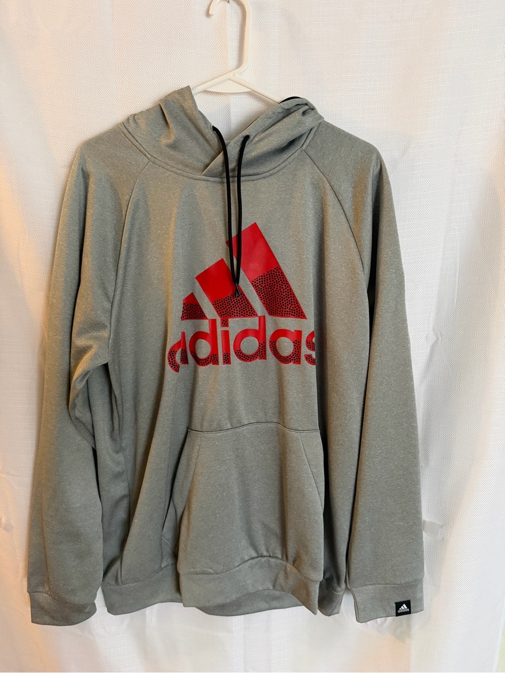 adidas Gray Hoodie with Red Trefoil Graphic